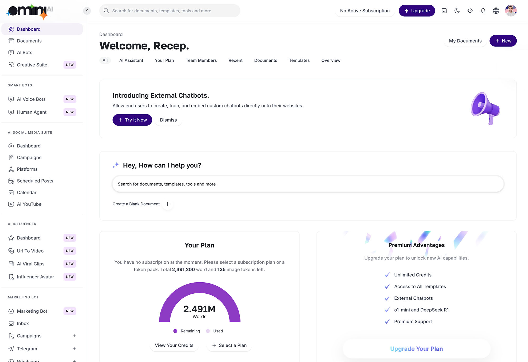 Image of OminiAI dashboard